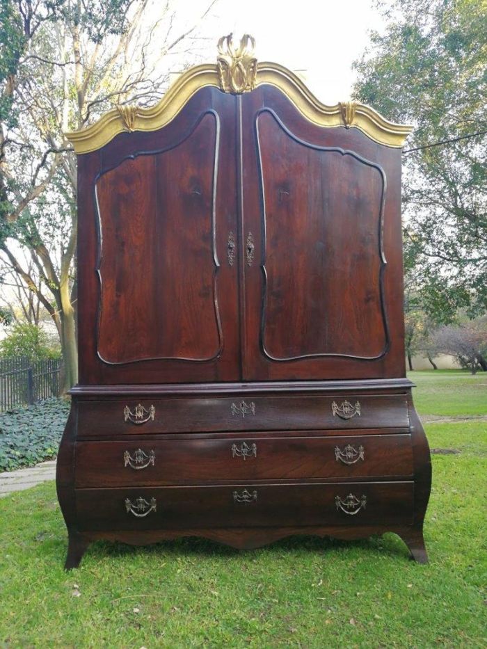 18th Century And Rare Dutch Oak Armoire. Original Hardware