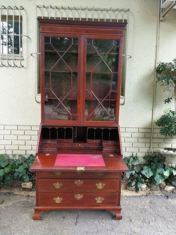 Edwardian Cubin Mahogany Secretaire With Inlaid Marquetry On Shaped Bracket Feet - Image 5