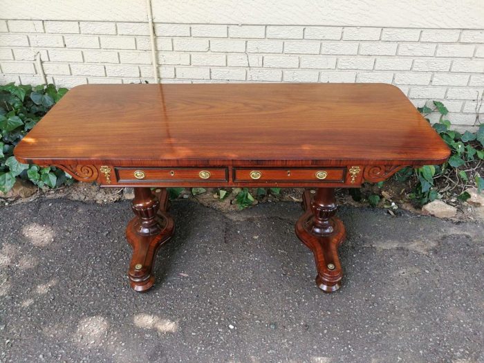 A Regency Rosewood Sofa Table With Brass Castors - Image 3