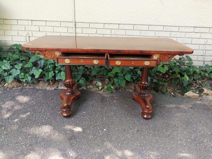 A Regency Rosewood Sofa Table With Brass Castors - Image 6