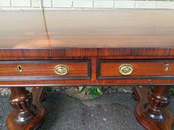 A Regency Rosewood Sofa Table With Brass Castors - Image 7