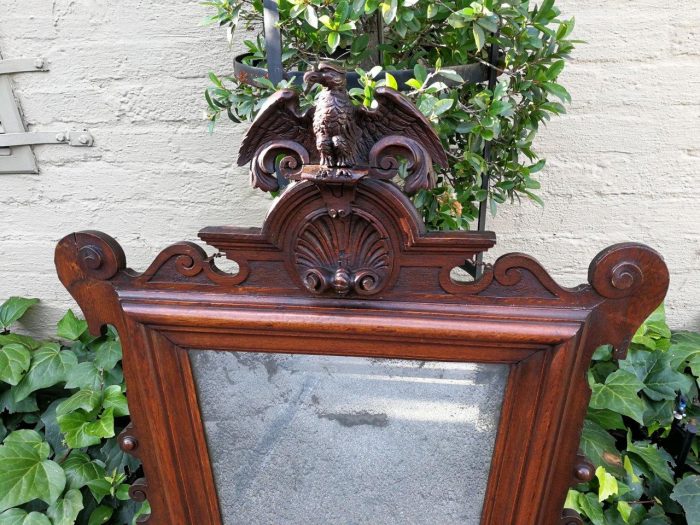 Early 19th Century And Very Rare Bevelled Carved Wooden Mirror Surmounted By A Federal Eagle - Image 5