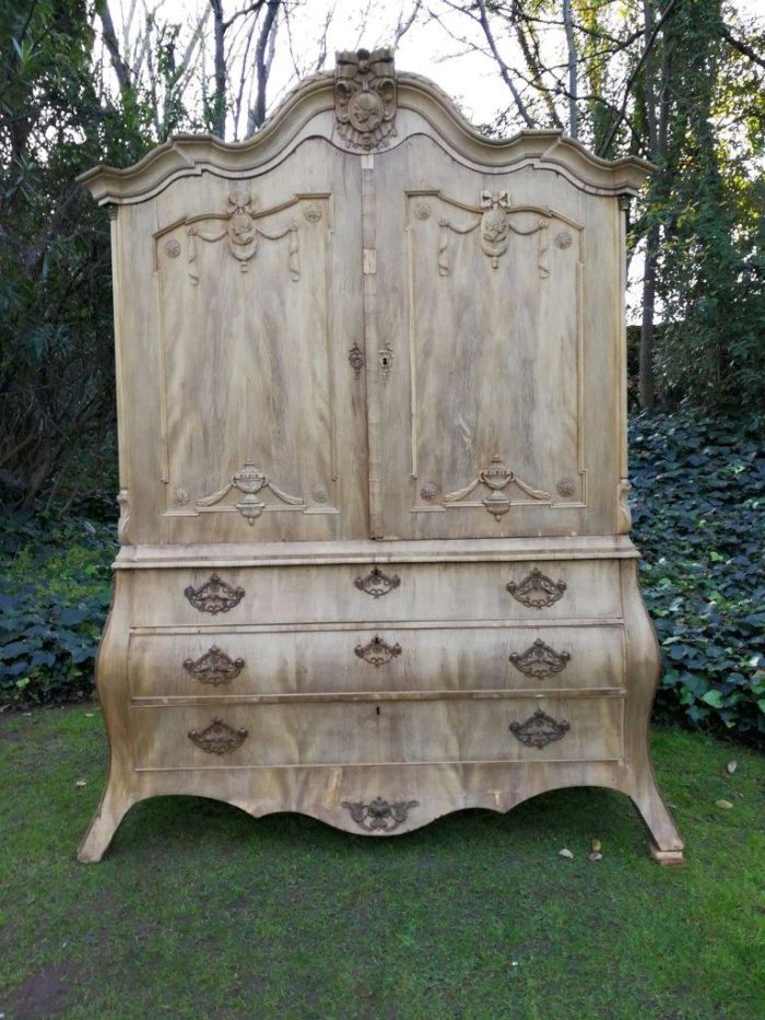 A 19th Century Dutch Mahogany Bomb Cabinet / Armoire