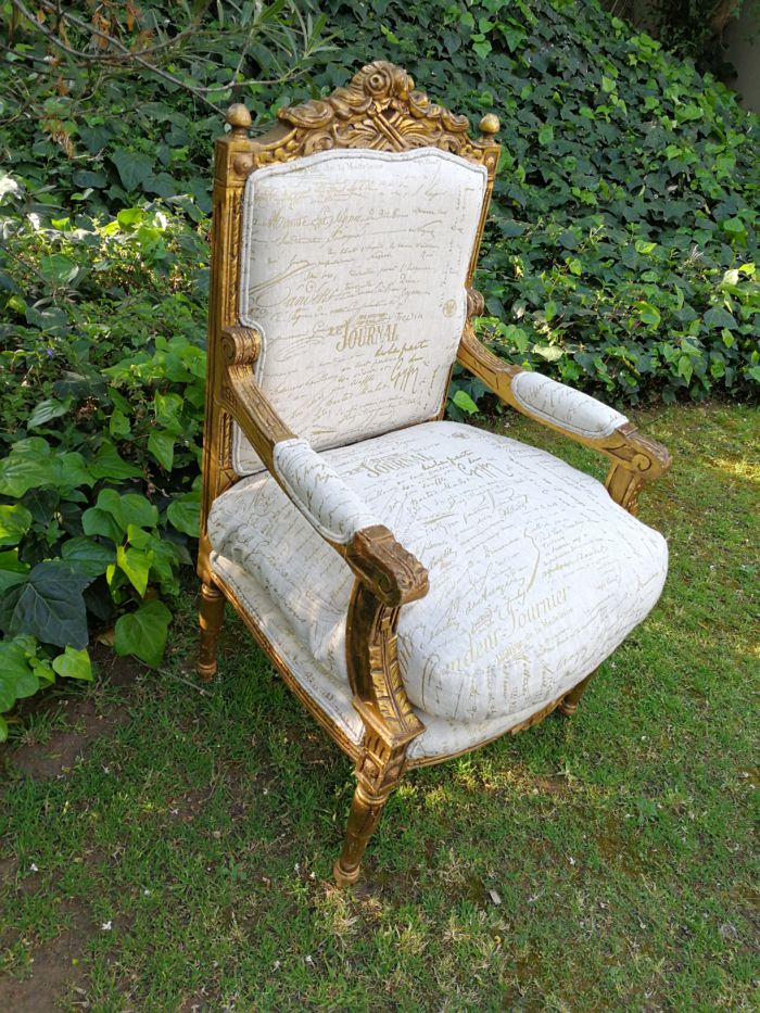 Pair of 19th Century style gilded and carved armchairs - Image 4