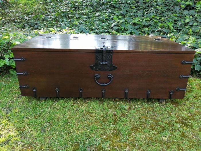 A Korean Elm Badaji Chest With Metal & Iron Lock & Handles