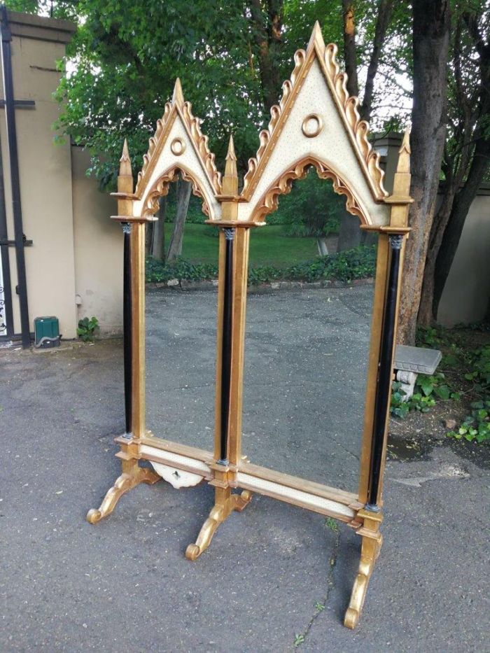 A Pair Of Antique Cathederal Style Heavy Mirrors - Image 3