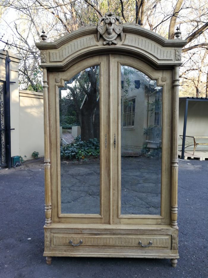 A 19th Century French Oak Armoire, with Bevelled Mirrors