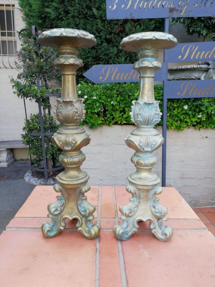 A Pair of Gilded Candle Holders