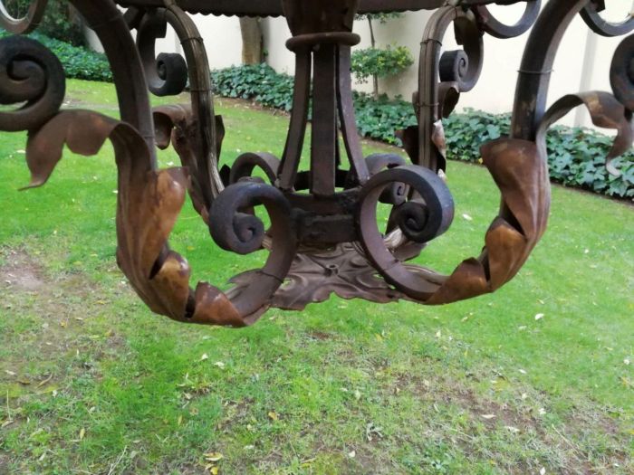 An Imported French Crown Design Wrought Iron Hand Painted Chandelier With 8 Arms - Image 7