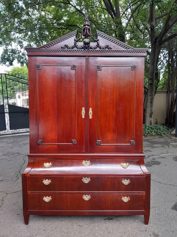 A Louis XVl Circa 1790 Mahogany Armoire, With Original Brass Mounts