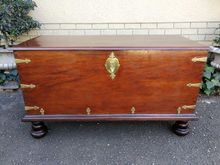 A Rare Large 18th Century Dutch Batavian Trunk/Chest With Original Hardware