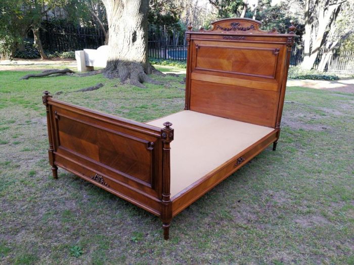 A Vintage French Carved Three-quarter Walnut Bed