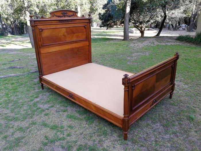 A Vintage French Carved Three-quarter Walnut Bed - Image 2