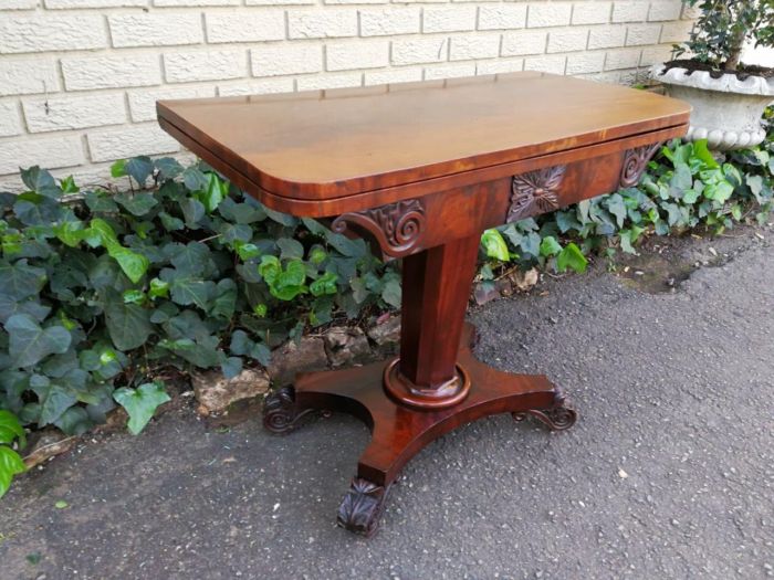 A Victorian Mahogany Folding Card Table on Castors - Image 2