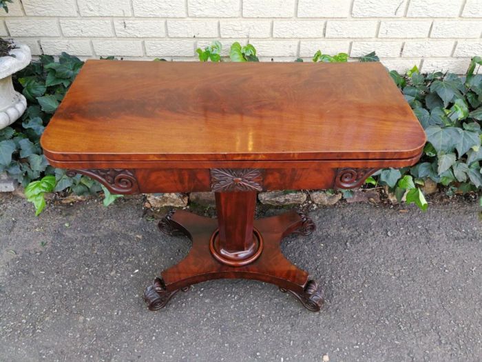 A Victorian Mahogany Folding Card Table on Castors - Image 3