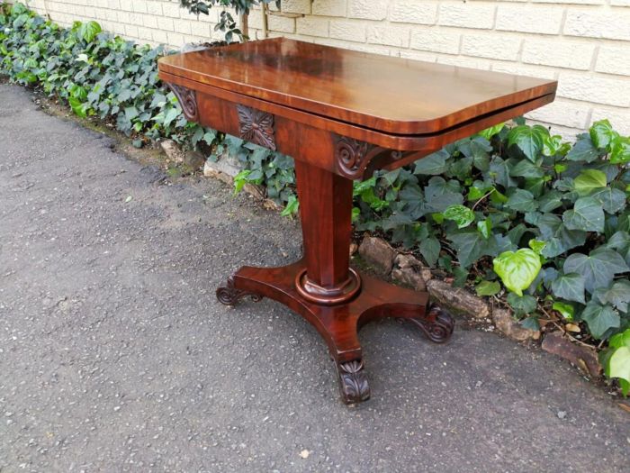 A Victorian Mahogany Folding Card Table on Castors - Image 4