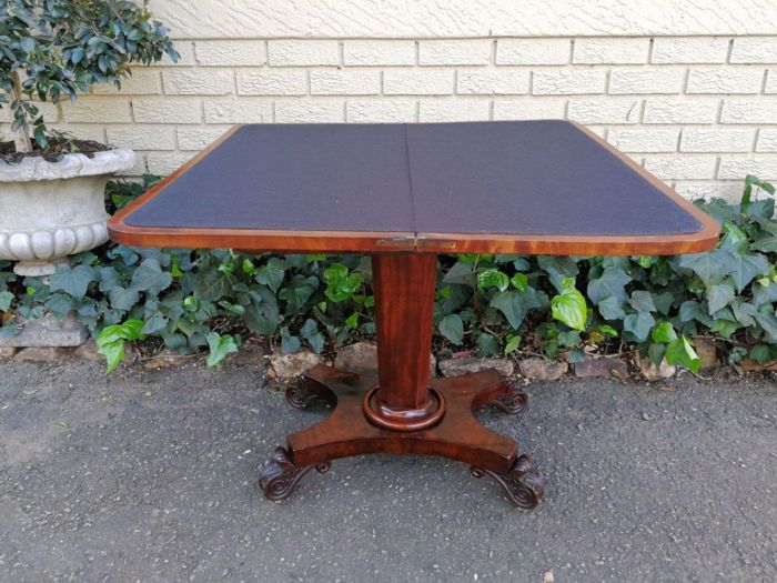 A Victorian Mahogany Folding Card Table on Castors - Image 5