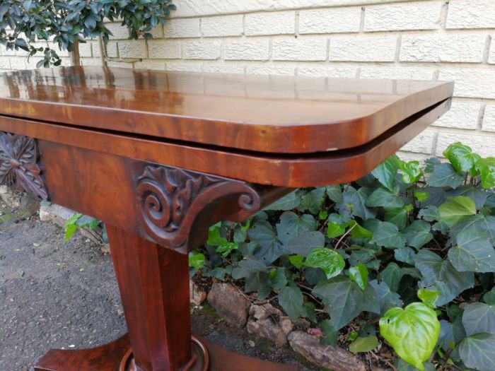 A Victorian Mahogany Folding Card Table on Castors - Image 7