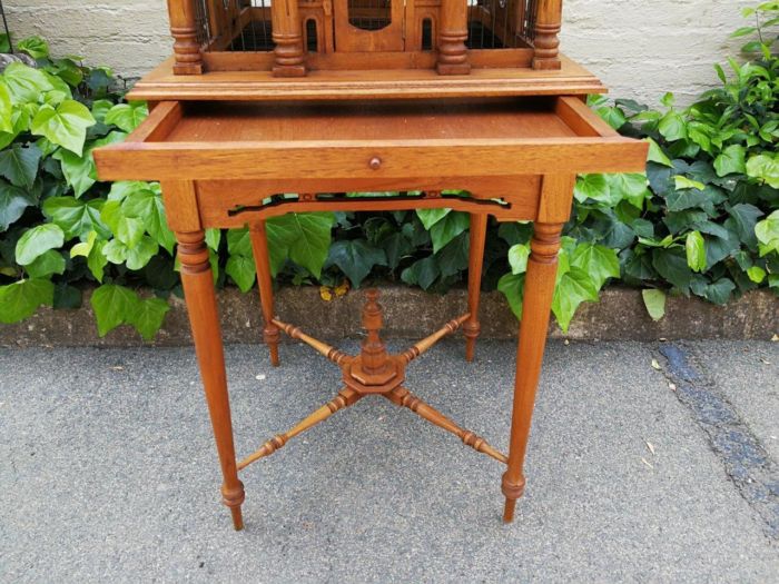 Italian Chippendale Cathedral Style Mahogany Architectural Birdcage Circa 1950's - Image 5