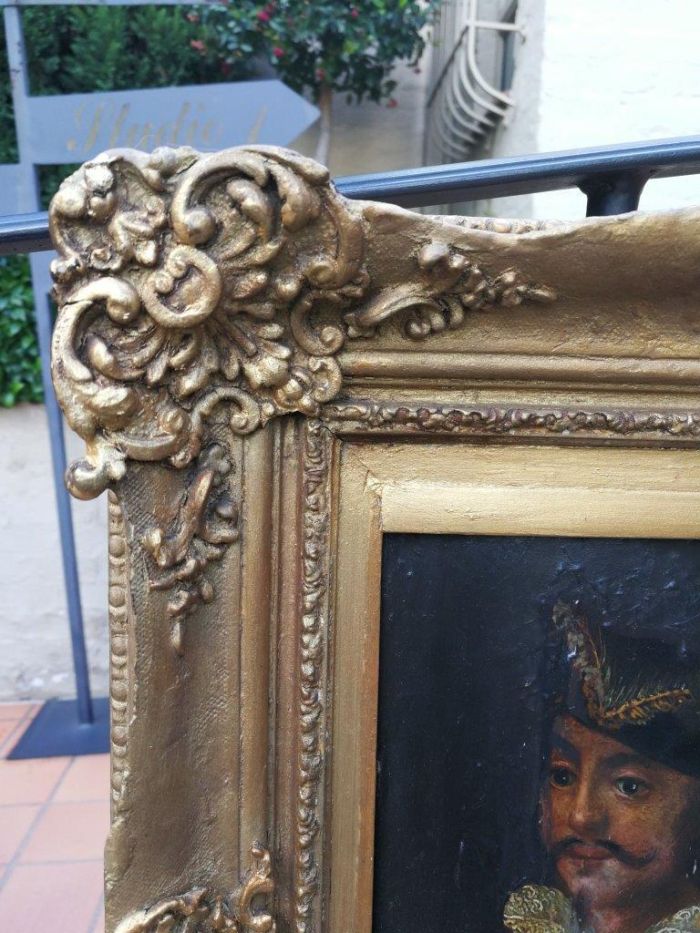 An Antique Oil on Board in an Antique Carved and Gilded Frame - Image 4