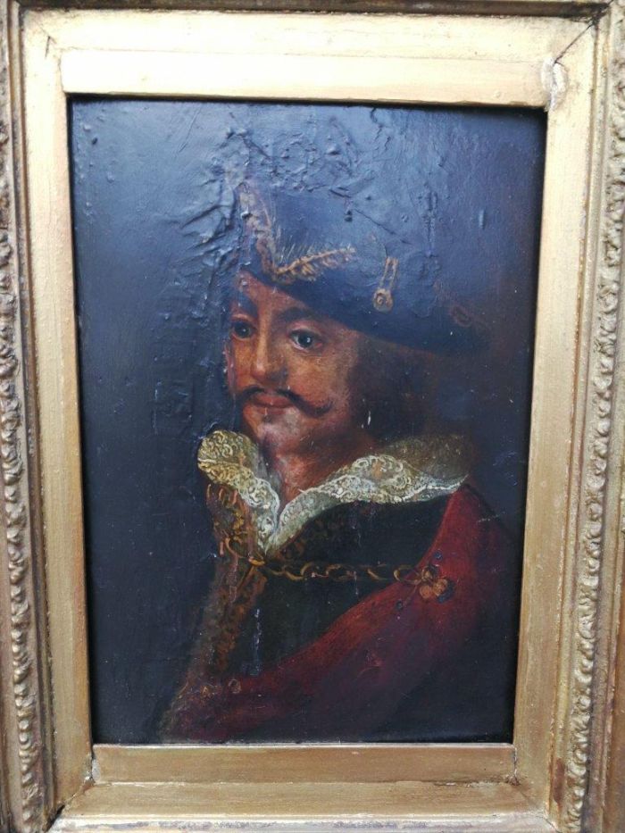 An Antique Oil on Board in an Antique Carved and Gilded Frame - Image 5