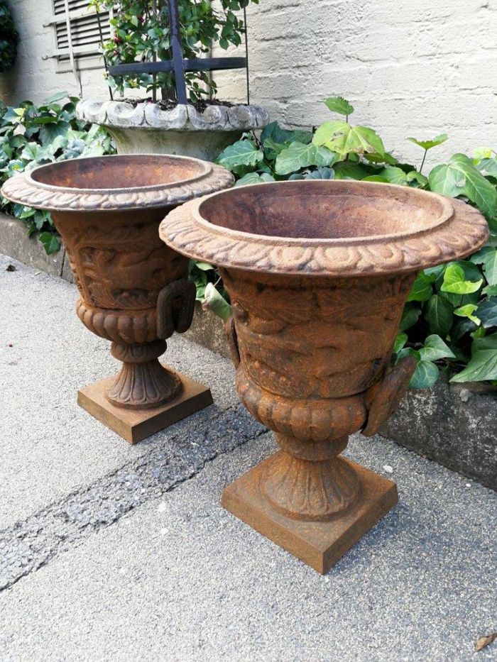 A Pair Of 20th Century French Cast Iron Planters / Urns - Image 3