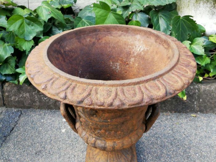 A Pair Of 20th Century French Cast Iron Planters / Urns - Image 6