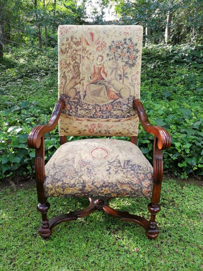 A 19th Century French Carved Walnut And Tapestry Armchair Nd