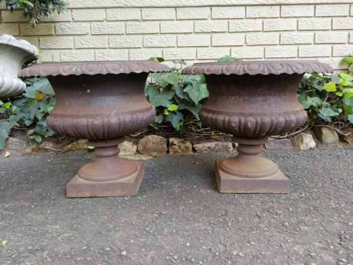 A Pair Of 20th Century French Cast Iron Urns