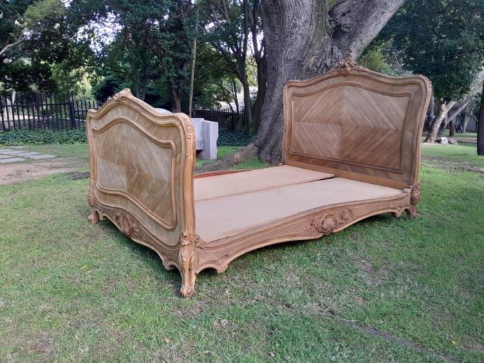 A 19th Century Circa 1880 Inlaid Marquetry Double Size Bed