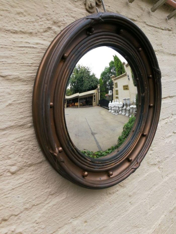 A First Half 20th Century Regency Style  Gilt-painted Convex Circular Mirror