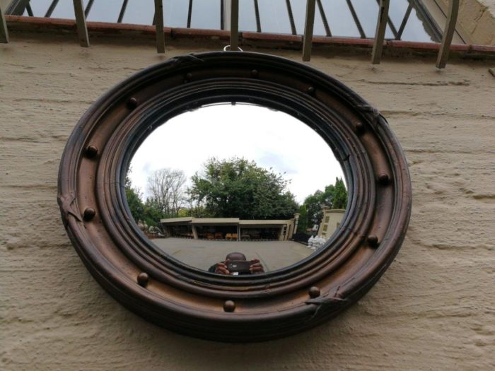 A First Half 20th Century Regency Style  Gilt-painted Convex Circular Mirror - Image 2