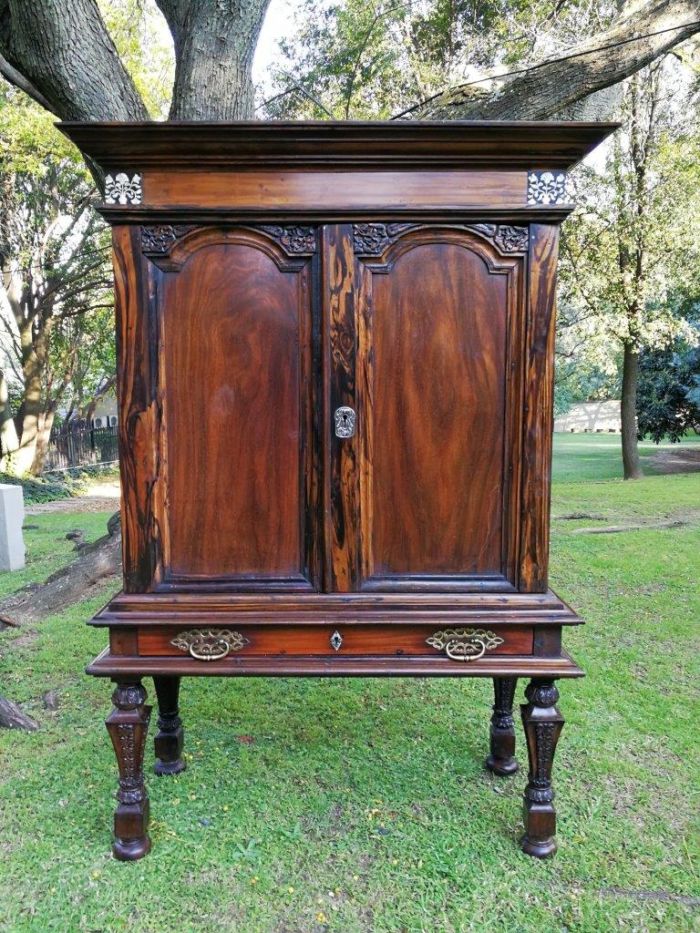 A Rare 18th Century Colonial Coromandel Cabinet On Stand