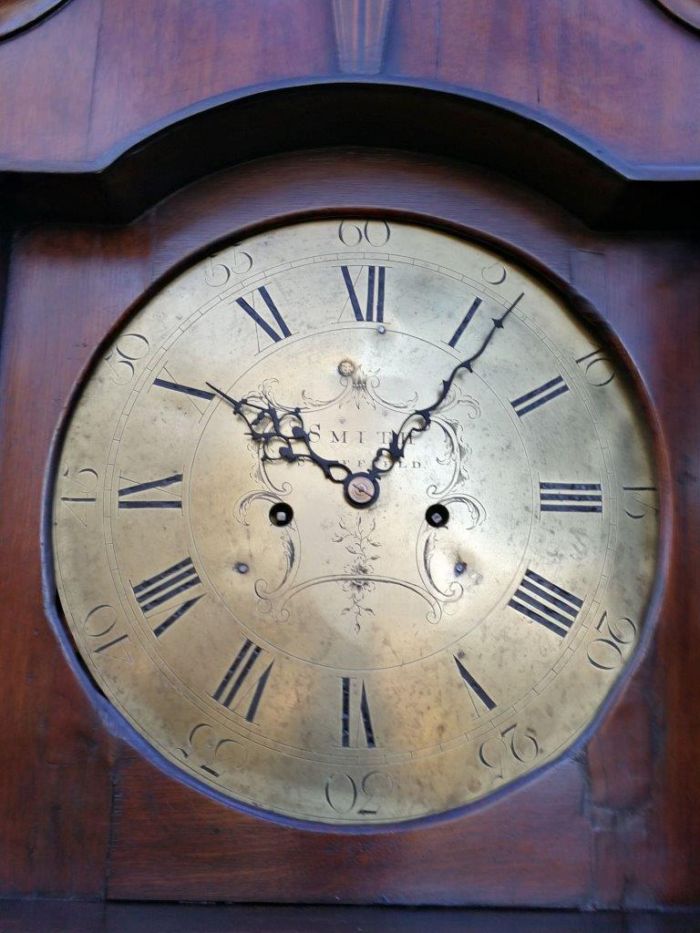 An Early 19th Century Mahogany and Oak Tall  Longcase/Grandfather Clock with Brass Dial Signed Smith Sheffield - Image 10