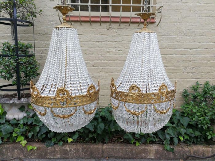 A Pair of 20th Century French  Empire Style Chandeliers - Image 3