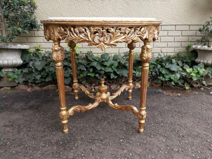 A French Style Ornately Carved Marble top Centre Table - Image 2