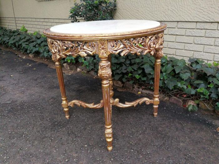 A French Style Ornately Carved Marble top Centre Table - Image 4