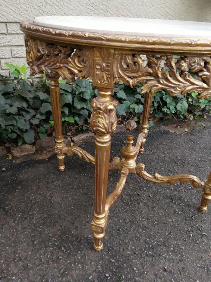 A French Style Ornately Carved Marble top Centre Table - Image 6