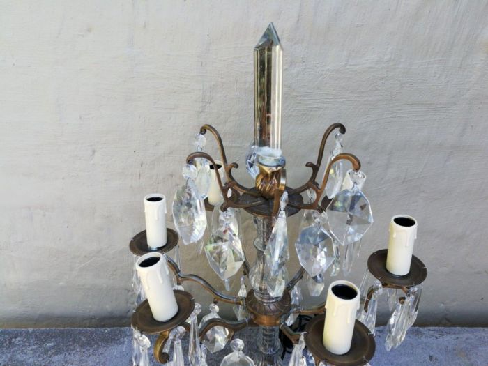 A French Style Gallery Brass and Crystal Table Lamp in a Gold Finish (Medium) - Image 5