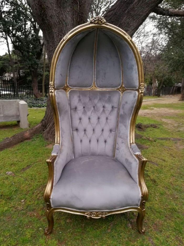 A Pair of French Style Carved and Gilded Wooden Dome/Canopy Chairs (modelled on the famous Louis XV Chair) - Image 5