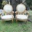 A Pair Of French Style Giltwood Ornate Arm Chairs On Fluted Legs 