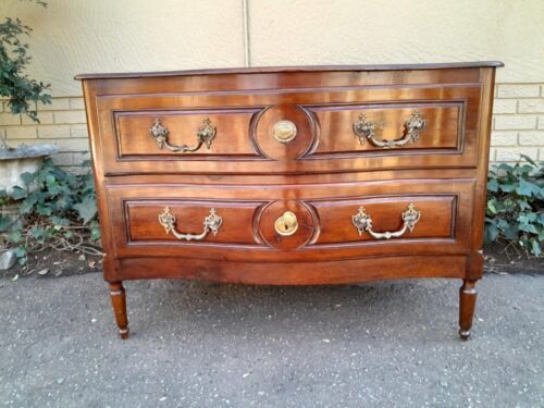 An Extremely Rare 18th Century French Provincial Fruitwood Chest of Drawers with Original Brass Hardware