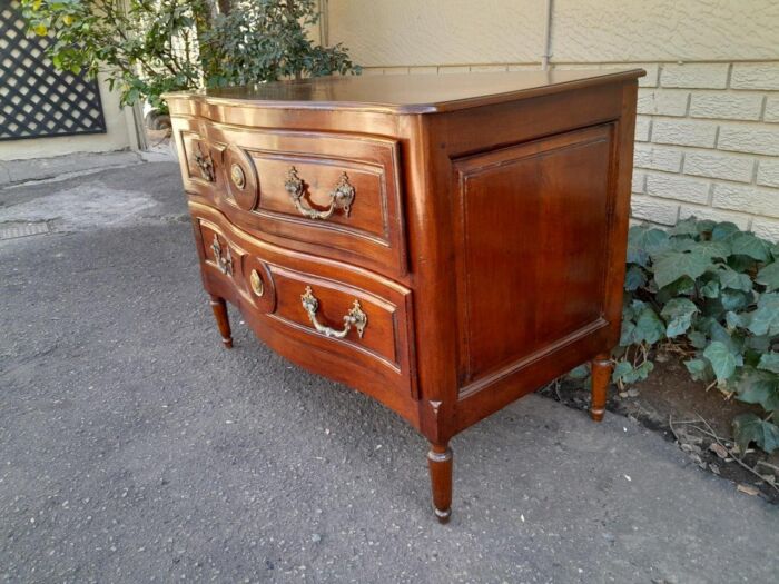 An Extremely Rare 18th Century French Provincial Fruitwood Chest of Drawers with Original Brass Hardware - Image 4