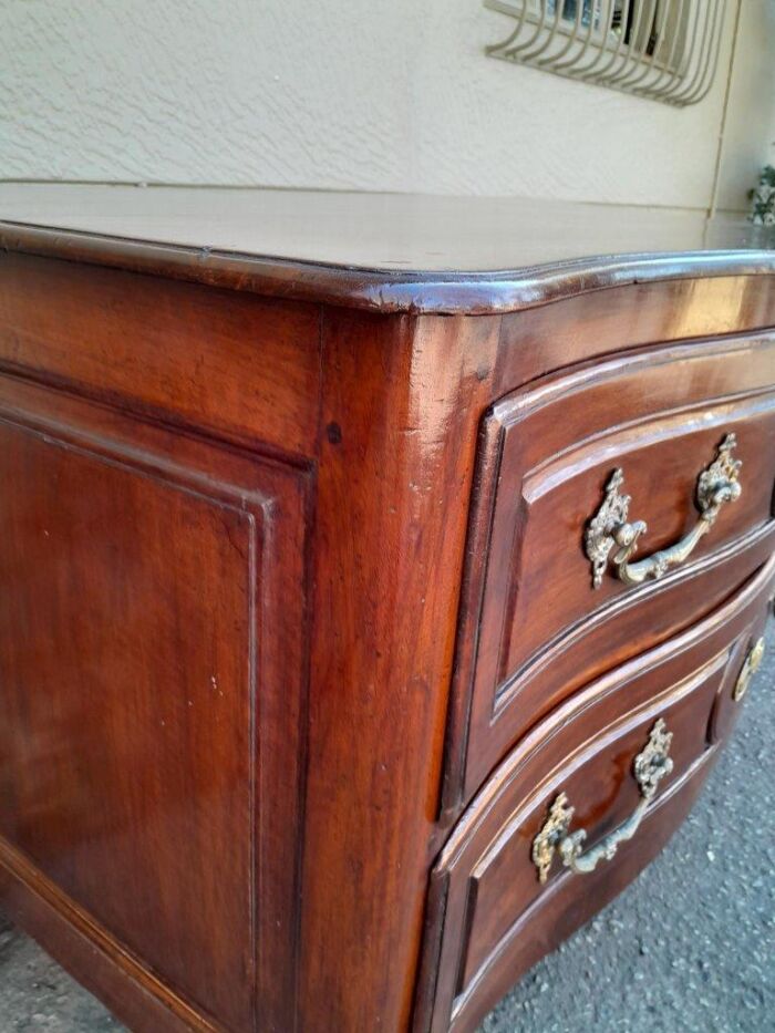 An Extremely Rare 18th Century French Provincial Fruitwood Chest of Drawers with Original Brass Hardware - Image 6