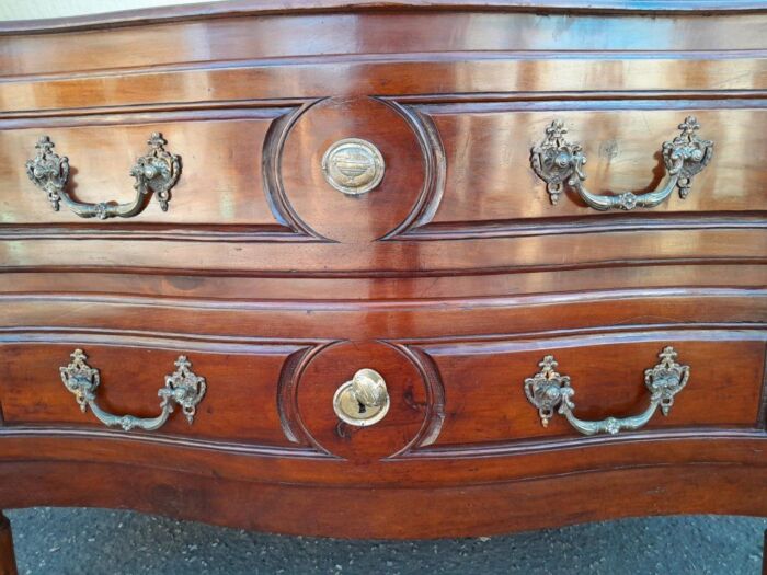 An Extremely Rare 18th Century French Provincial Fruitwood Chest of Drawers with Original Brass Hardware - Image 10