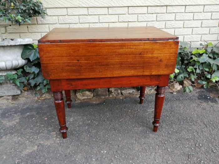 An Antique 19h Century Burmese Teak Drop-Side Table With Drawer