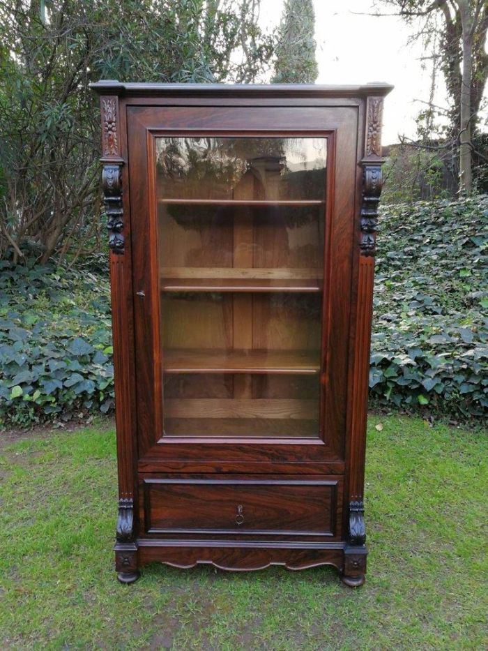 A Victorian Style Single Door Oak Display Cabinet / Bookcase