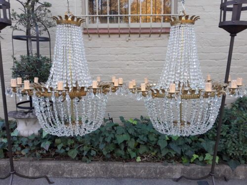 A Rare Pair of 20TH Century French Style Crystal Chandeliers ND