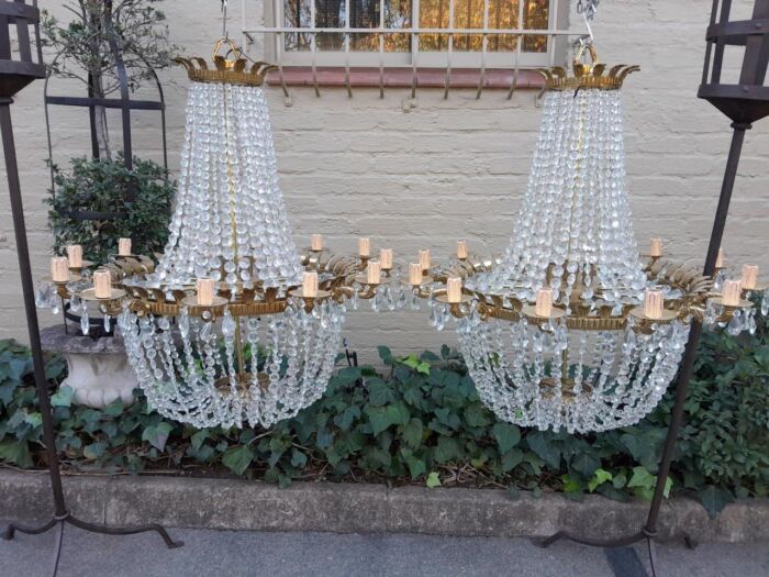 A Rare Pair of 20TH Century French Style Crystal Chandeliers ND - Image 2