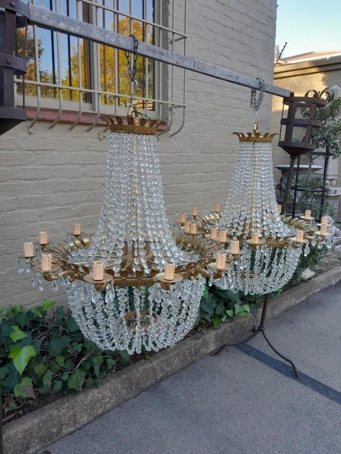 A Rare Pair of 20TH Century French Style Crystal Chandeliers ND - Image 3